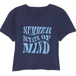PINK-VS Dreamer Midnight Navy Cotton Crop Tee “Summer State of Mind”